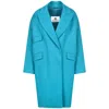 Merlenne Women's Blue Wool Coat In Aquamarine In Blue