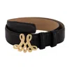 Merlenne Women's Leather Belt Featuring A Hand-buffed Finish In Black