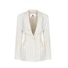 Merlenne Women's Linen Blazer In White Melange