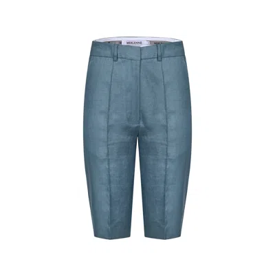 Merlenne Women's Linen Shorts In Cobalt Blue