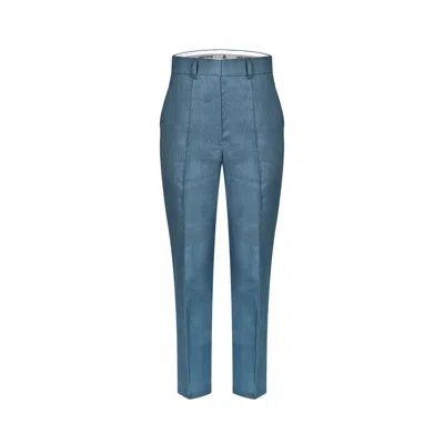 Merlenne Women's Long Linen Trousers In Cobalt Blue