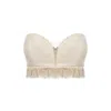 Merlenne Women's Neutrals Bustier With Fringes And Handmade Embroidery