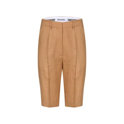 Merlenne Women's Neutrals Linen Shorts In Light Mocha