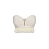 MERLENNE WOMEN'S NEUTRALS TWEED BUSTIER WITH FRINGES