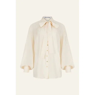 Merlenne Women's Neutrals / White Silk Shirt In Champagne Color