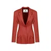 Merlenne Women's Red Linen Blazer In Terracotta Color