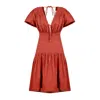 Merlenne Women's Red Terracotta Linen Dress