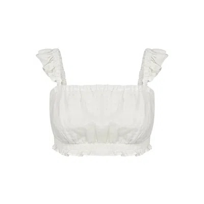 Merlenne Women's Strap Top In White Linen
