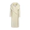 Merlenne Women's White Hug Me Coat In Embossed Wool In White