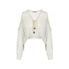 Merlenne Women's White / Neutrals Boho Silk Blouse With Teardrop Opening