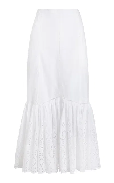 Merlette Adela Cotton Eyelet Skirt In White