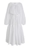 Merlette Allegra Smocked Cotton Maxi Dress In White