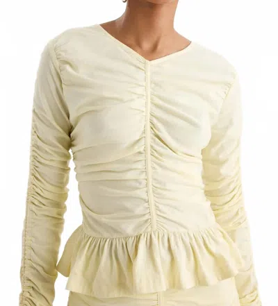 Merlette Arena Peplum Cropped Top In Straw In Multi