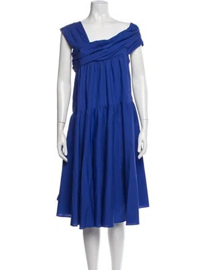 Pre-owned Merlette Asymmetrical Midi Length Dress In Blue