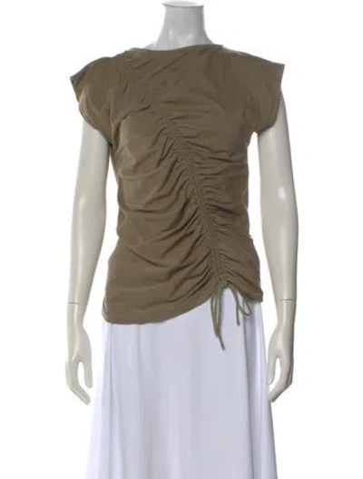 Pre-owned Merlette Asymmetrical Short Sleeve Blouse In Neutral
