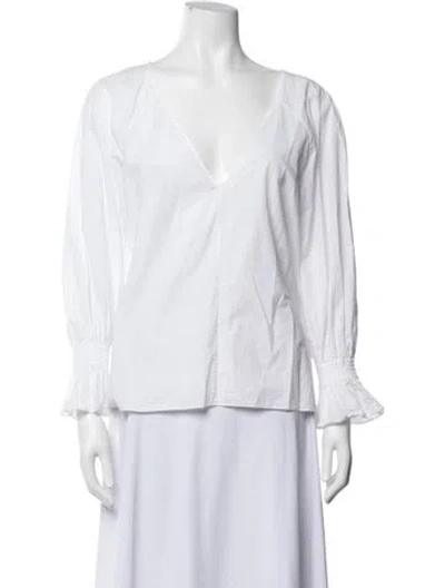 Pre-owned Merlette Azore Blouse V-neck Blouse In White