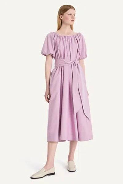Merlette Women's Bastion Cotton Chambray Puff-sleeve Midi Dress In Rose Chambray