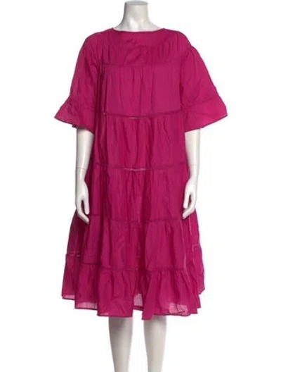Pre-owned Merlette Bateau Neckline Knee-length Dress In Pink