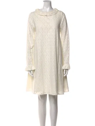 Pre-owned Merlette Bateau Neckline Knee-length Dress In White