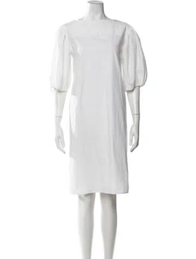 Pre-owned Merlette Bateau Neckline Knee-length Dress In White