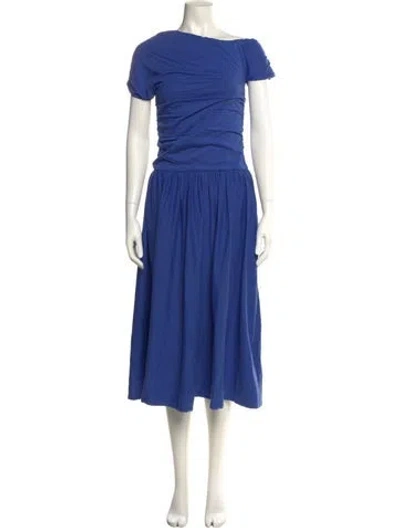 Pre-owned Merlette Bateau Neckline Long Dress In Blue