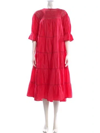 Pre-owned Merlette Bateau Neckline Long Dress In Red