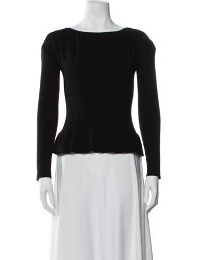 Pre-owned Merlette Bateau Neckline Long Sleeve Blouse In Black