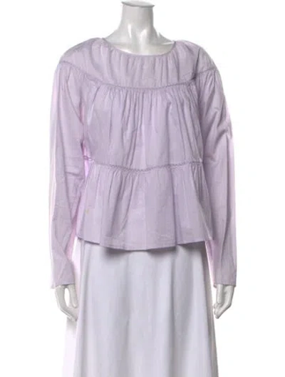 Pre-owned Merlette Bateau Neckline Long Sleeve Blouse In Purple