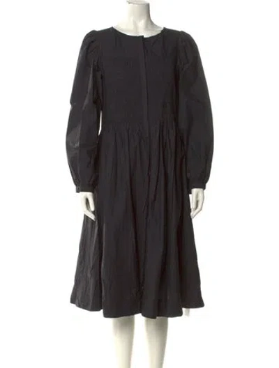 Pre-owned Merlette Bateau Neckline Midi Length Dress In Black