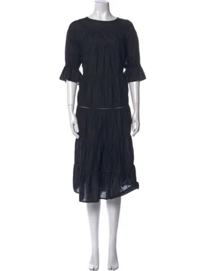 Pre-owned Merlette Bateau Neckline Midi Length Dress In Blue