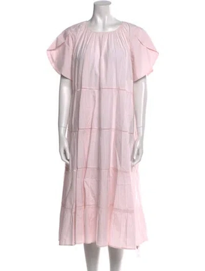 Pre-owned Merlette Bateau Neckline Midi Length Dress In Pink