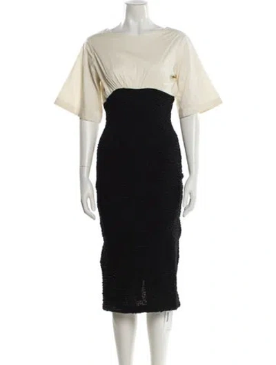 Pre-owned Merlette Bateau Neckline Midi Length Dress W/ Tags In Black