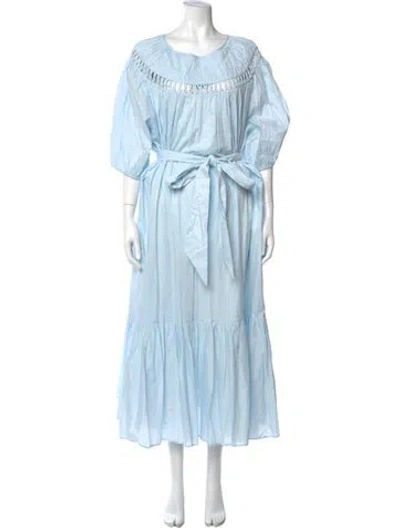 Pre-owned Merlette Bateau Neckline Midi Length Dress W/ Tags In Blue