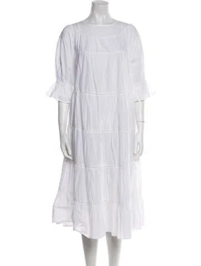 Pre-owned Merlette Bateau Neckline Midi Length Dress W/ Tags In White