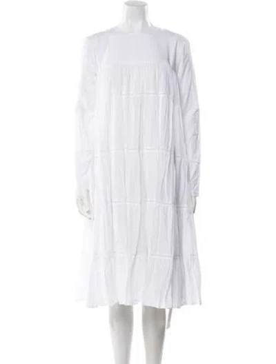 Pre-owned Merlette Bateau Neckline Midi Length Dress W/ Tags In White