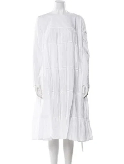 Pre-owned Merlette Bateau Neckline Midi Length Dress W/ Tags In White