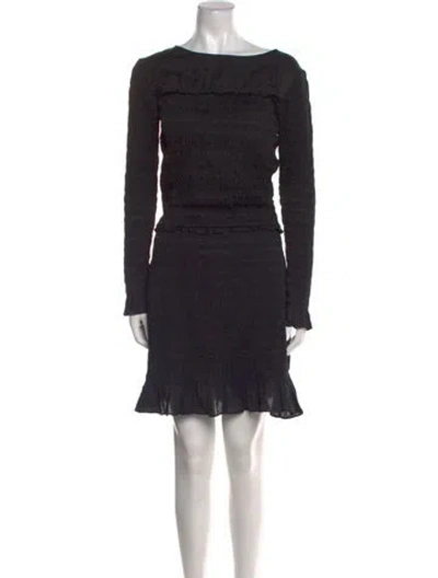Pre-owned Merlette Bateau Neckline Mini Dress In Black