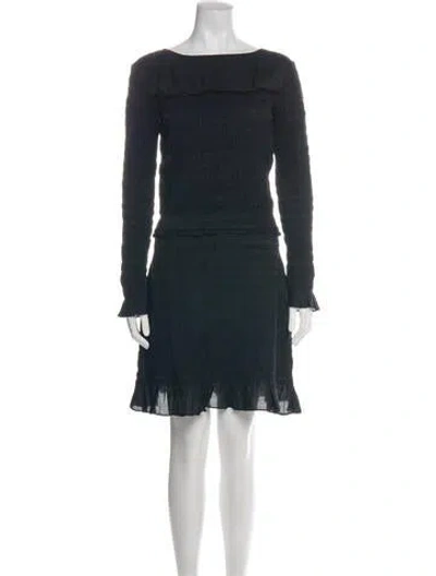 Pre-owned Merlette Bateau Neckline Mini Dress In Black