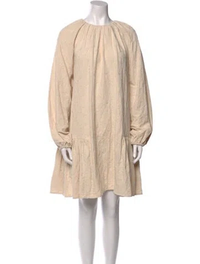 Pre-owned Merlette Bateau Neckline Mini Dress In Neutral