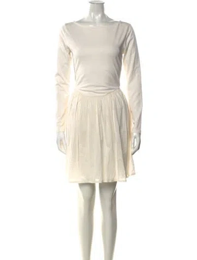 Pre-owned Merlette Bateau Neckline Mini Dress In Neutral