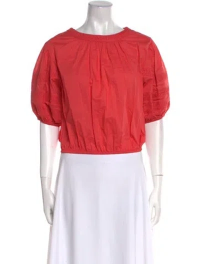 Pre-owned Merlette Bateau Neckline Short Sleeve Crop Top In Orange