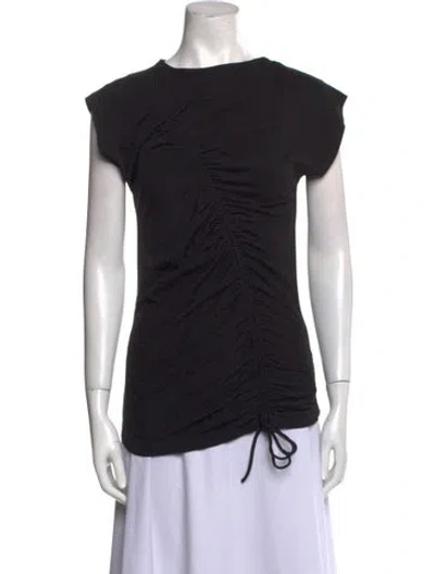Pre-owned Merlette Bateau Neckline Short Sleeve Top In Black