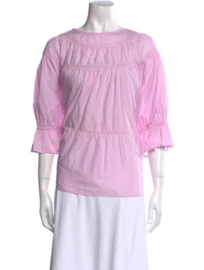 Pre-owned Merlette Bateau Neckline Three-quarter Sleeve Blouse In Pink