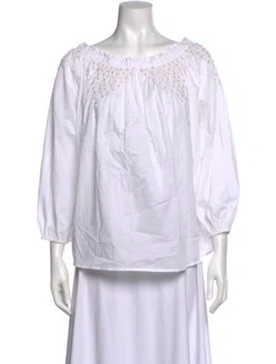 Pre-owned Merlette Bateau Neckline Three-quarter Sleeve Blouse W/ Tags In White