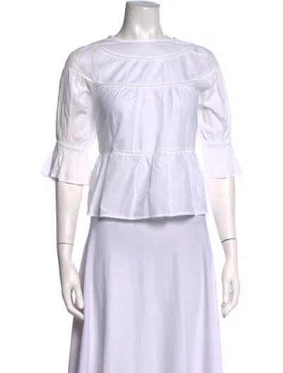 Pre-owned Merlette Bateau Neckline Three-quarter Sleeve Top W/ Tags In White
