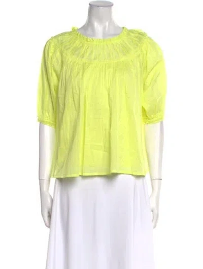 Pre-owned Merlette Bateau Neckline Three-quarter Sleeve Top W/ Tags In Yellow