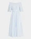 Merlette Berenson Tiered Eyelet-embroidered Midi Dress In Blue