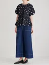 Merlette Bow Top In Ikat Dot In Blue