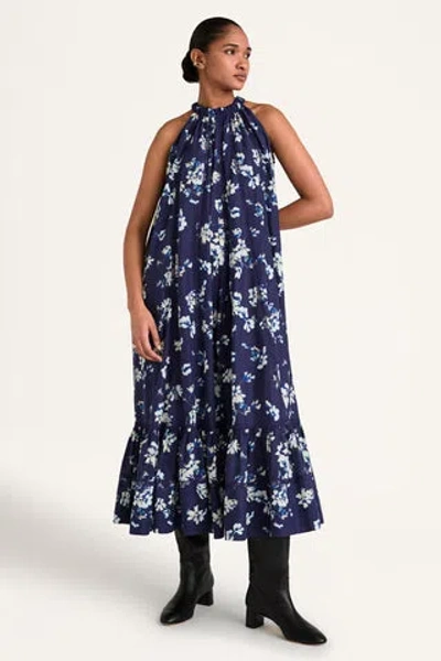 MERLETTE CELESTIA DRESS IN INDIGO FLORAL PRINT