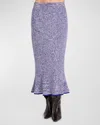 Merlette Claude Flared Ribbed Knit Midi Skirt In Cobalt Multi